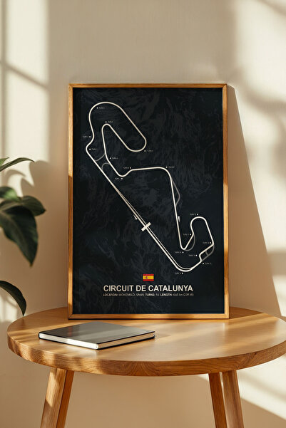 gxe.art Barcelona F1 Track Wooden Framed Art Print – Spanish Gp Decor Poster