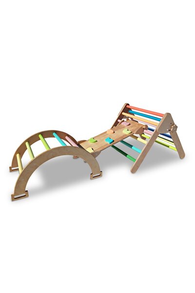 OEM Small 3in1 climbing set, Pikler Triangle with Ramp and Climbing Arch, 1-3...