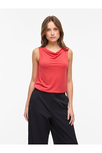 VILA Top VIMODALA Wasserfall-Ausschnitt