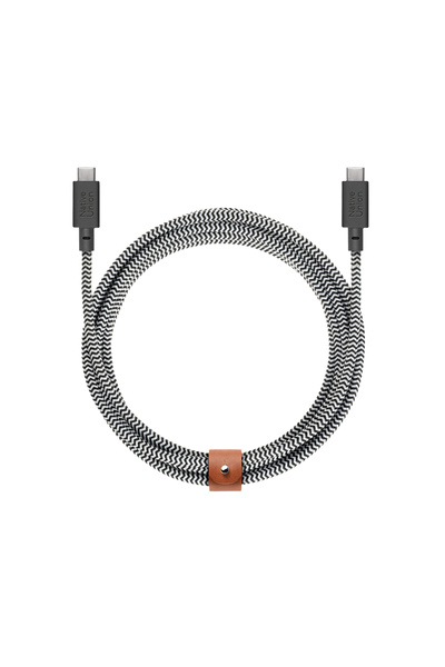 Belt Serisi Type-C to Type-C Şarj Kablosu 3M Siyah - Beyaz