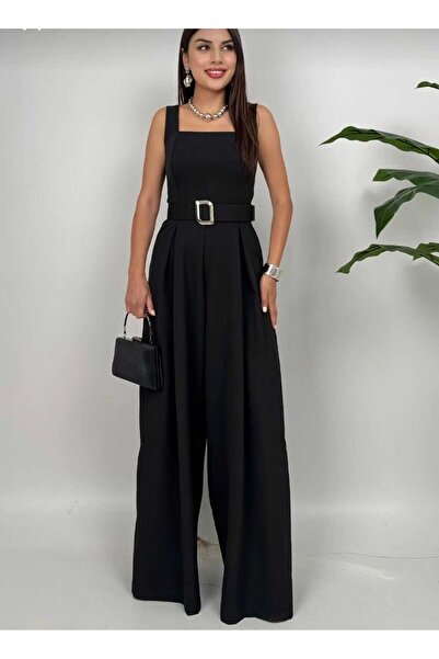 MODA DURAĞI Amber Kadın Kemer Detaylı Askılı Bol Paça Tulum – Rahat Şık Yazlı...