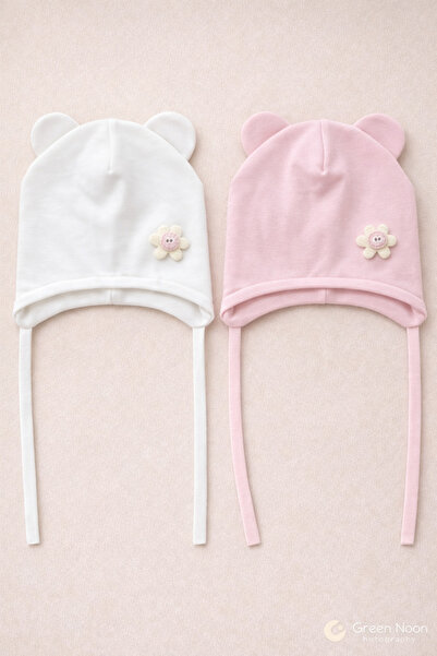 greenmoss 100% Cotton Daisy Figured Baby 2-Piece Beanie