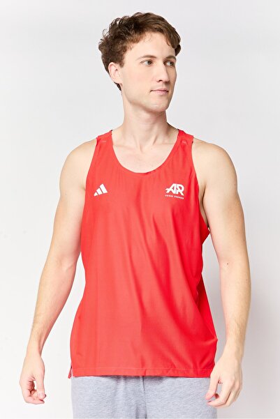 adidas Men Sportswear Fit Sleeveless Running Tank Top, Red