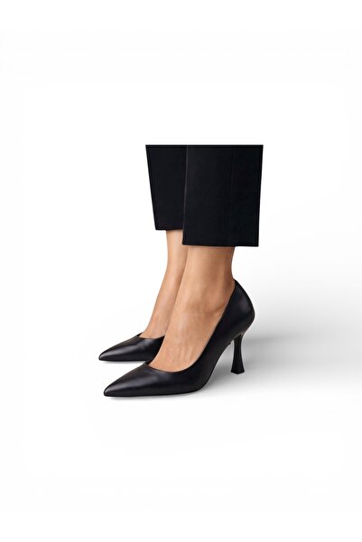 İYİSİNDEN SHOES Genuine Leather Black Women's Heeled Stiletto Shoes