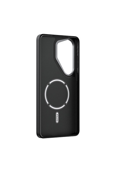 Raptic Galaxy S26 Ultra Kılıf M-safeli 600D Metal Kamera Çerçeveli Aramid Dual Kapak Siyah-Gri