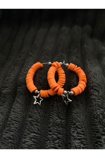 Mutluluk Kutunda Var حلق أذن برتقالي من فيمو على شكل نجمة