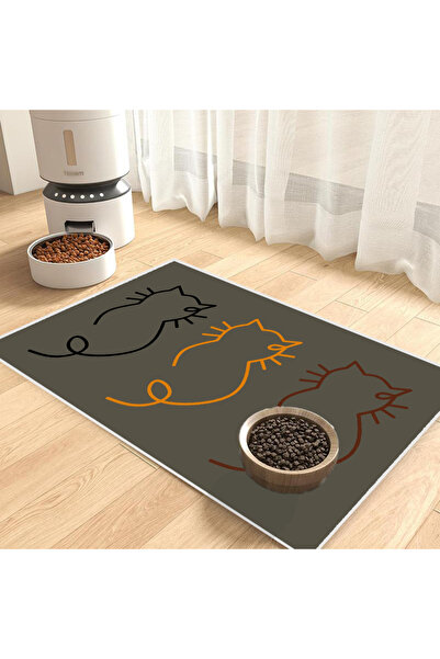 Harika bir ev Cat and Dog Food Mat Pet Feeding Mat (Anthracite) Easy to Clean...