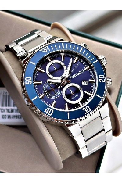 Ferrucci Men's Wristwatch with Calendar Steel Band 3 Atm Water Resistance