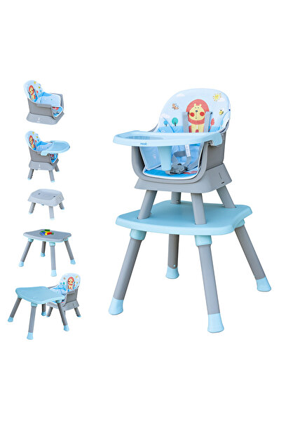 Moon 6-In-1 High Chair with Safety Harness & Belt - Blue