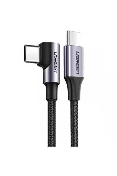 Ugreen Cablu Date si Incarcare USB-C - USB-C US255 Angled, 60W, 2m, Gri