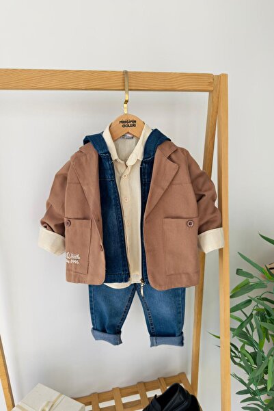 Minigimin Cicileri Set 4 piese pentru băieți cu vestă și jachetă din denim - ...