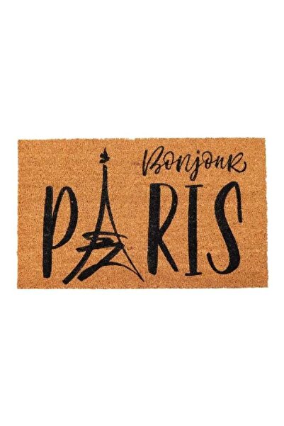 Generic Bonjour Paris Printed Door Mat Black and Brown 45 x 75 cm