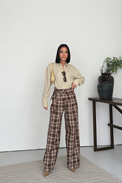 Sorridi Plaid Premium Trousers with Scarf Detail