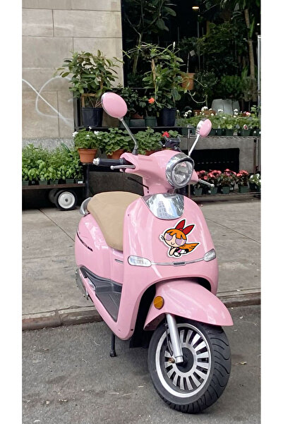DRN DİZAYN Sevimli Süper Kız Figürlü Scooter Sticker – Çizgi Karakter Motor Ö...