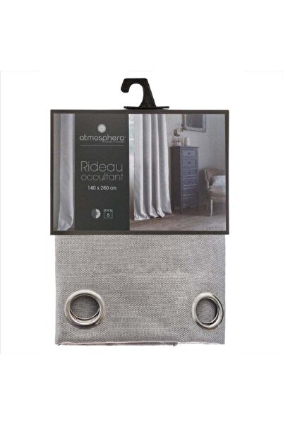 Atmosphera 8-Eyelet Elena Black Out Curtain Light Grey 140 x 260 cm