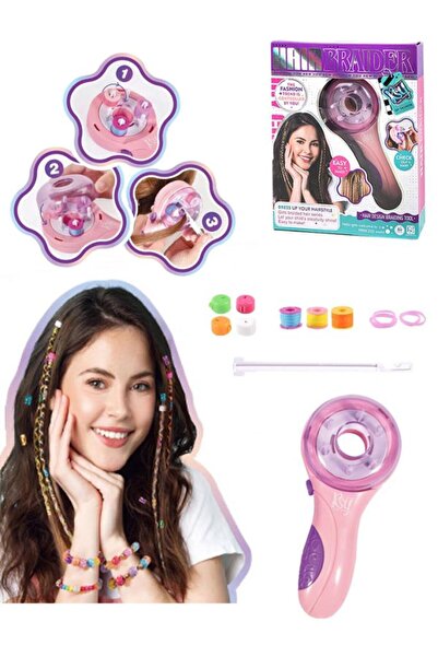 Tıfıl Toys İpli Oyuncak Moda Saç Süsleme Makinası Oyun Seti Pembe
