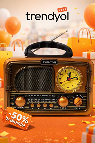 BLOMSTER Everton Rt-718 Saat Özellikli Nostaljik Radyo Müzik Çalar Bluetooth