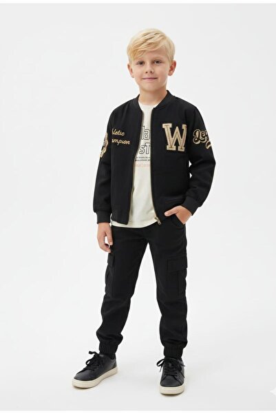 DMB BOYS & GIRLS Costum Gabardină pentru băieți, 3 piese, Jachetă, Pantaloni ...