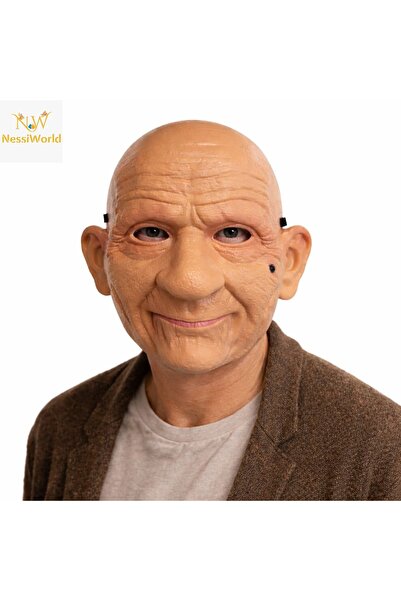 PAZAR DÜNYASI Gerçekçi Yaşlı Adam Maskesi – Lateks Görünümlü Plastik Korku Ma...