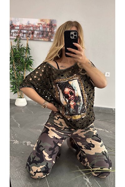 RED WOMAN FASHİON Camouflage Triple Suit