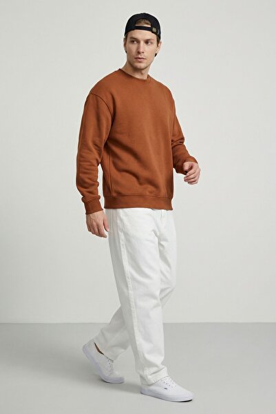 MAXIMILLIAN Men's Oversize Basic Relax Cotton Crew Neck Sweatshirt Tarçin