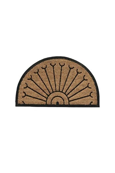 HONEYBEE Fade Resistant Design Half Moon Tuffy Rubber Door Mat Brown and Blac...