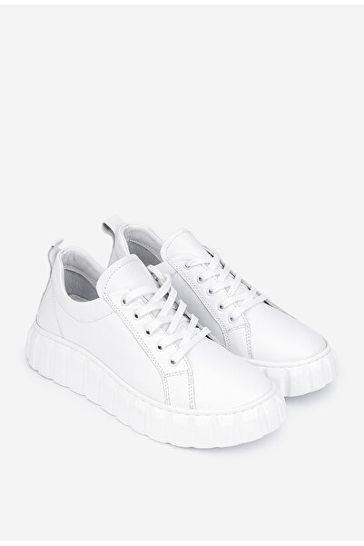 Dasha Pantofi dama albi din piele naturala cu talpa alba 41