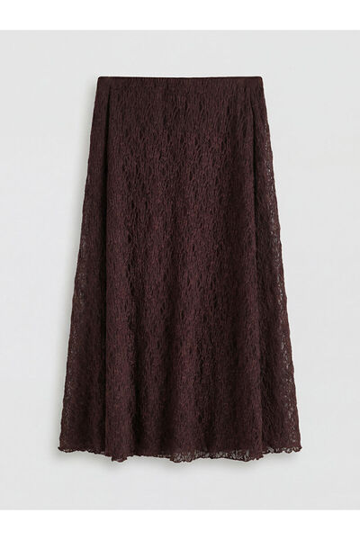 LC Waikiki New season from gulis clothing brown elastic waist lace skirt