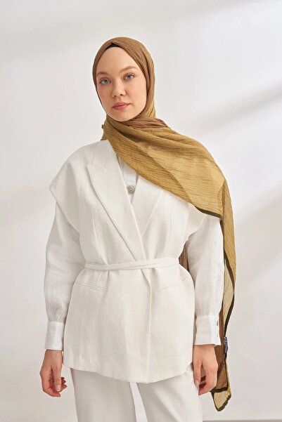 ARMANDA Yağ Yeşili Degrade Biyeli Müslin Şal 3359