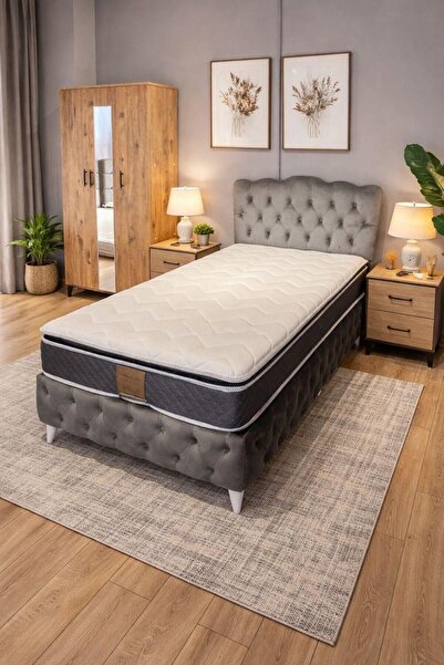 Canpolat Home Concept Papatya Baza Başlık Seti-Gri renk-(yatak dahil değildir)