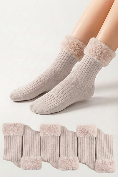 Bravie Konç Plush Soft Socks 595 6 Pieces Mink
