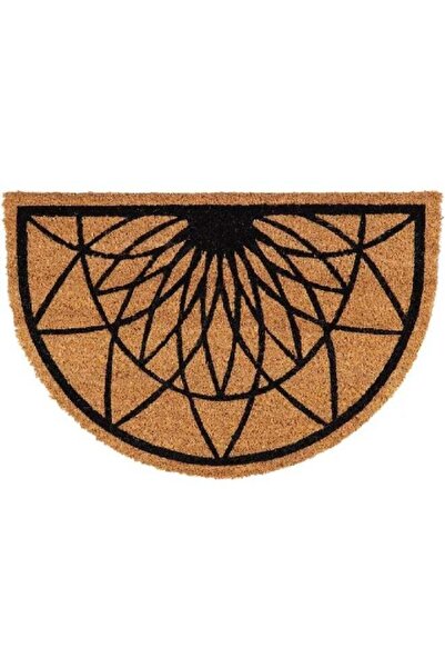 Evideco Non-Slip Backing Attractive Design Rosace Half Moon Door Mat Black an...