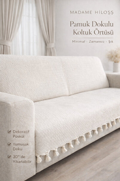 Madame Hiloşş Başak Desen Dokuma Çok Amaçlı Pike Koltuk örtüsü %100 Pamuk 180...
