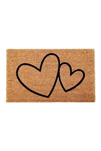 Evideco Non-Slip Backing Attractive Design Double Heart Door Mat Black and Br...