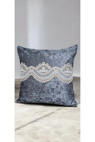 DAHABELLA LUXE HOME Kadife Dantel İşlemli Dekoratif Kırlent Kılfı 43x43cm