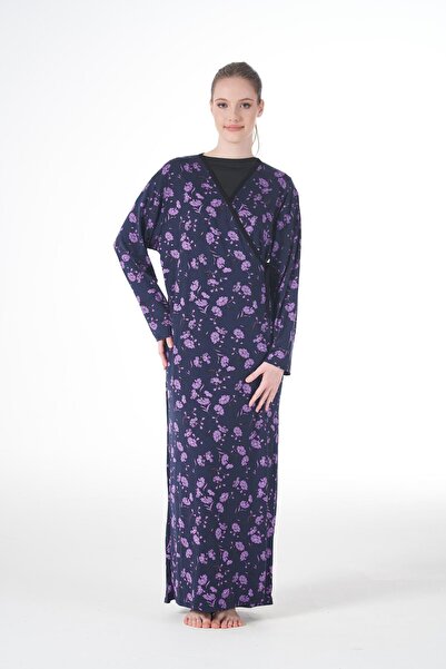 gd goldoremi 25247 Women's Patterned Viscose Flexible Lycra Long Sleeve Tie-U...