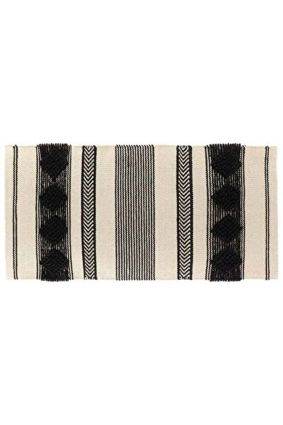 Generic Tendance Rectangular Tufted Cotton Rug Black and Beige 45 x 90 cm