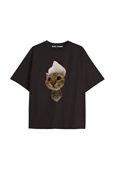 Kalic Studio El Gato Keff Cat Unisex Oversize T-Shirt Black
