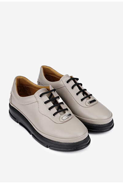 Dasha Women's casual taupe shoes made of genuine Leather with laces 41