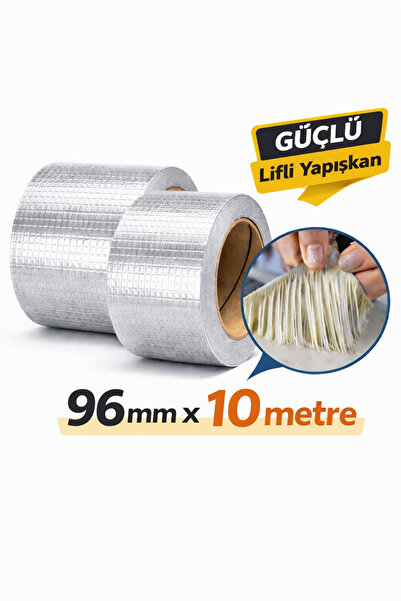 HALFART Alüminyum Su Geçirmez Tamir Bandı 96 mm x 10 m – Fiberli Güçlü Yapışk...