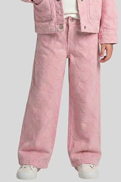 ww waka waka kids store Дънки с широки крачоли за момичета с релефен сърдечен...