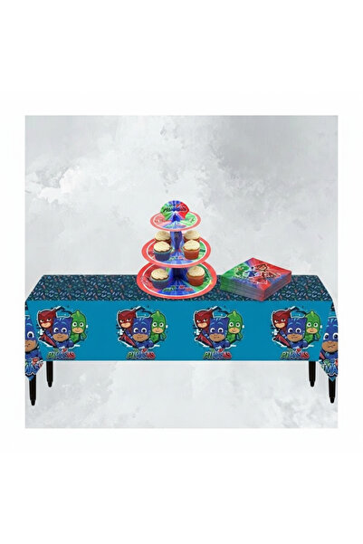 Umamiçe Pijamaskeli̇ler Party Set – 8 Napkins + Cake Stand + Tablecloth