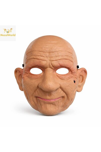 NW NessiWorld Gerçekçi Yaşlı Adam Maskesi – Lateks Görünümlü Plastik Korku Ma...