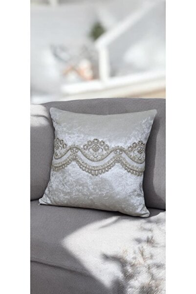 DAHABELLA LUXE HOME Kadife Dantel İşlemli Dekoratif Kırlent Kılfı 43x43cm
