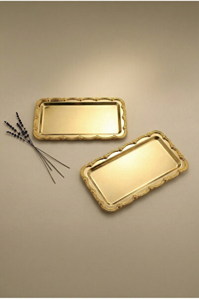 AKSESUAR EVRENİ Rumlov Gold 2-Piece Stainless Steel Gold Frame Coffee Present...