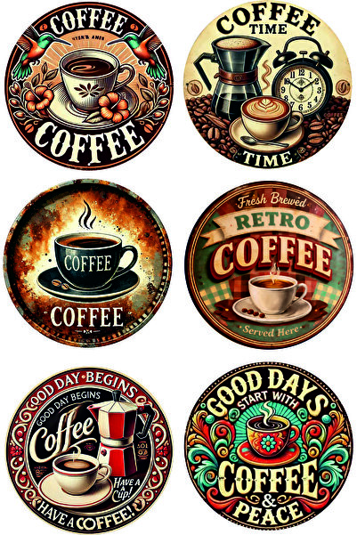 YALOVA SHOP Dekoratif Bardak Altlığı,Kahve Sevenler İçin Kafeler için 6 Adetl...