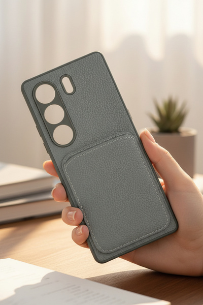 batuteknoloji Tecano Camon 40 Kartlıklı Suni Deri BTU Duo Case Silikon Kapak