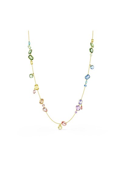Swarovski Gema Dizi Kolye, Karışık kesimler, Çok renkli, Altın rengi kaplama