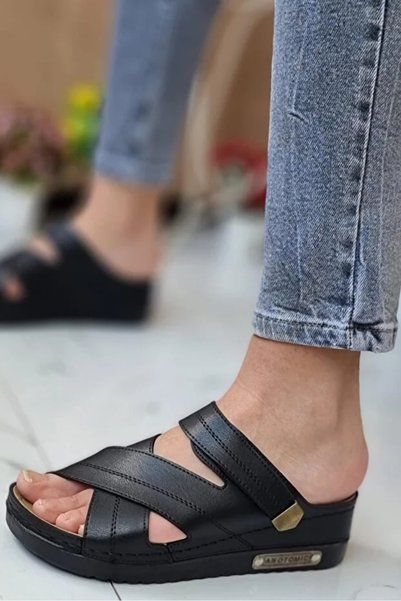 Wedell Palermo Women's Stylish Comfortable Daily Slippers Anatomical Orthopedic Sole Artificial Leather Mother's Outdoor Home Slippers