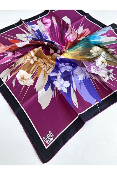 Levidor Tivil Silk Scarf 46841 Plum Mixed Pattern